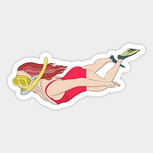 Snorkeling Girl Sticker